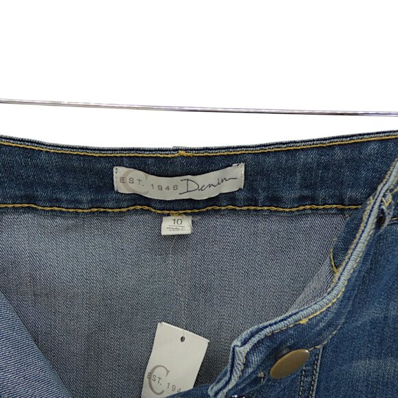 NWT Y2K Retro Blue Denim Jean Mini Skirt NWT Button Front Casual Western Size 10 - Picture 4 of 5